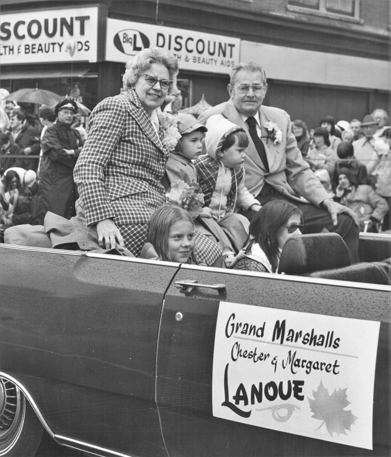 Fall Foliage Parade Grand Marshals Chester H. and Margaret Lanoue. Oct. 3, 1977.
